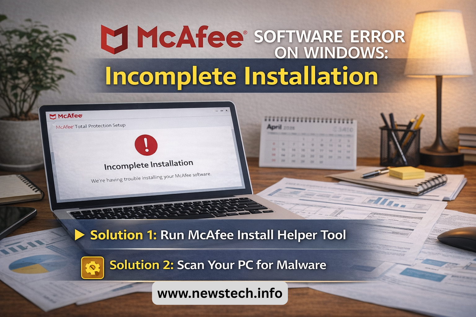 McAfee incomplete installation error fix guide on Windows PC